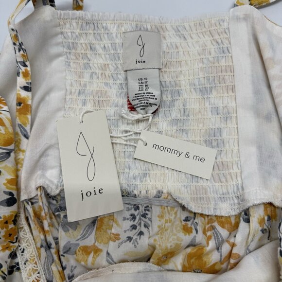Joie Floral Sundress & Hat Size 12 Mommy and Me Yellow Tiered Cottagecore Beach - Picture 12 of 15